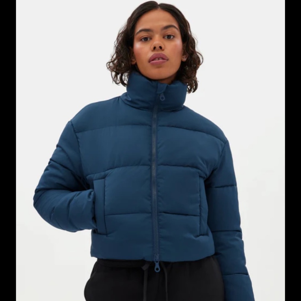 Girlfriend Collective cropped puffer jacket in moonlight